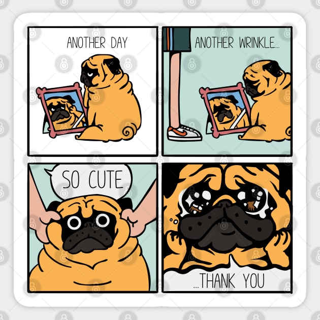 Another Wrinkle Pug Sticker by huebucket